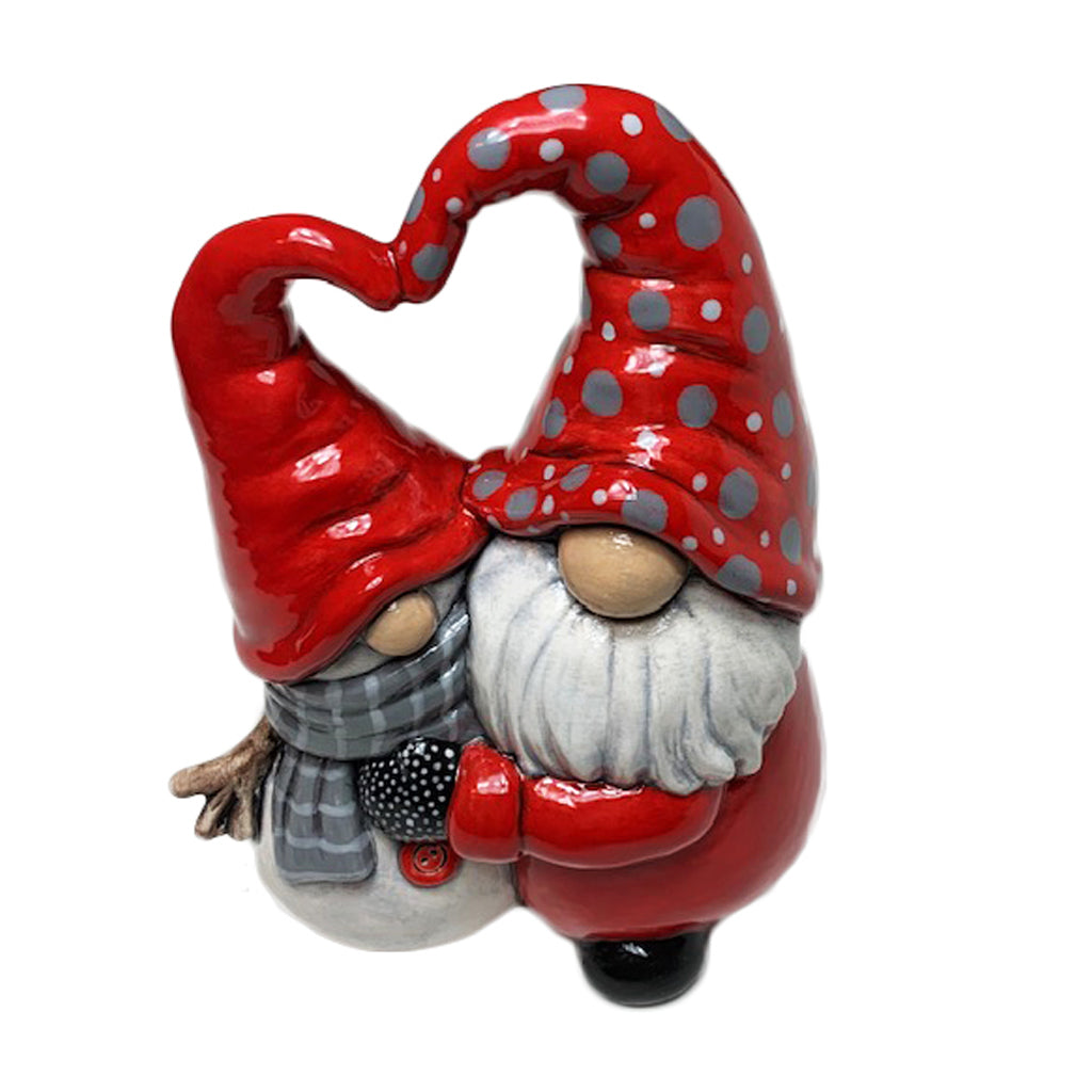 Ceramic Hugging Gnome & Snowman