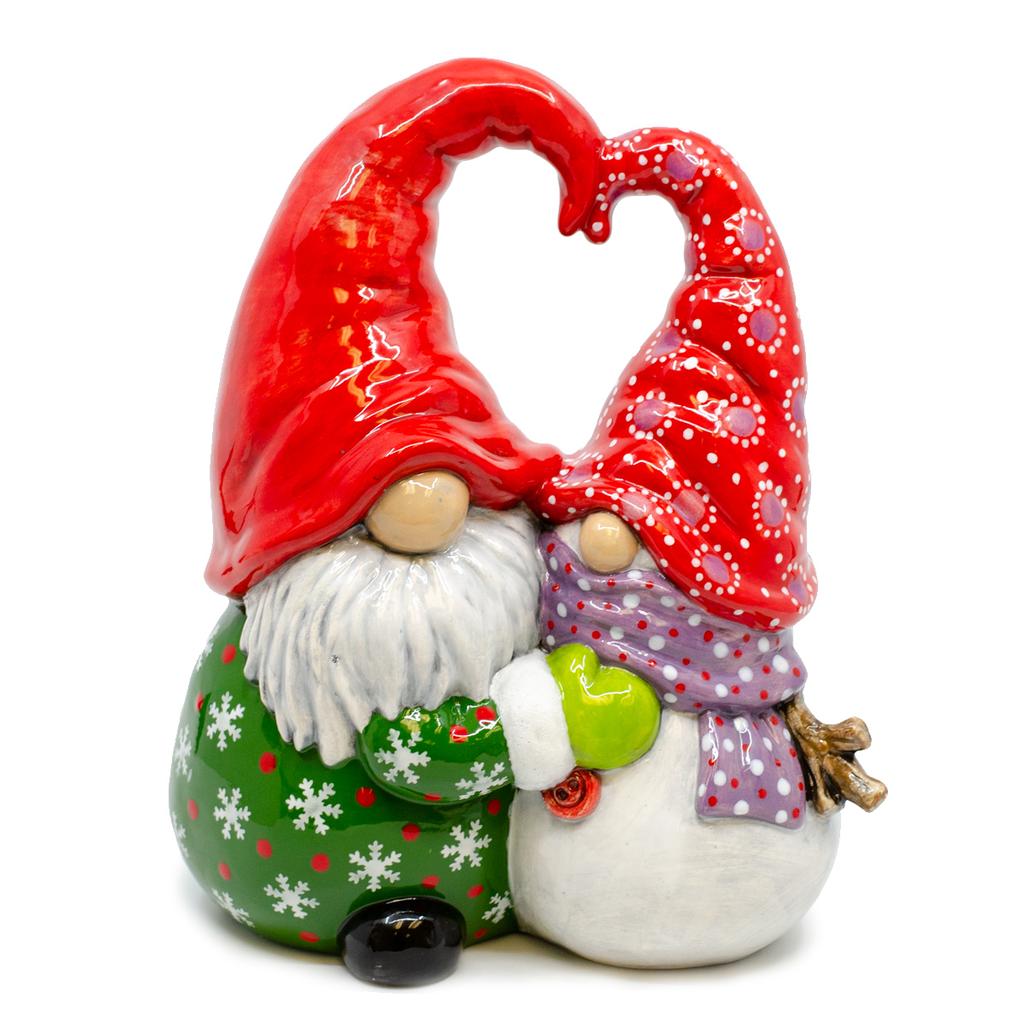 Ceramic Hugging Gnome & Snowman