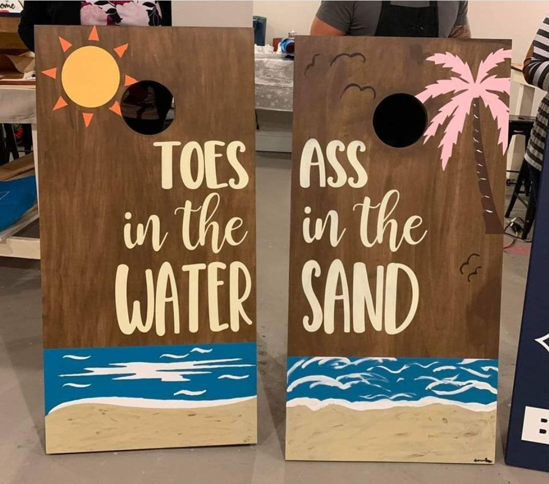 May 17th @6pm Cornhole Board Workshop for two.