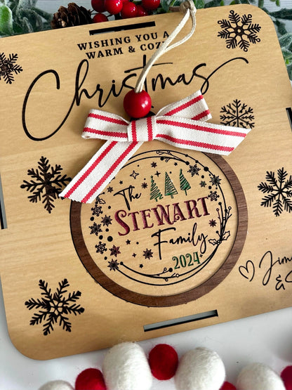 Blanket with Tag and Ornament